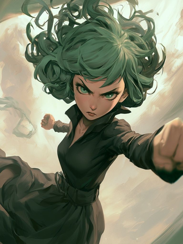 Green-Haired Psychic Anime Poster. poster detail