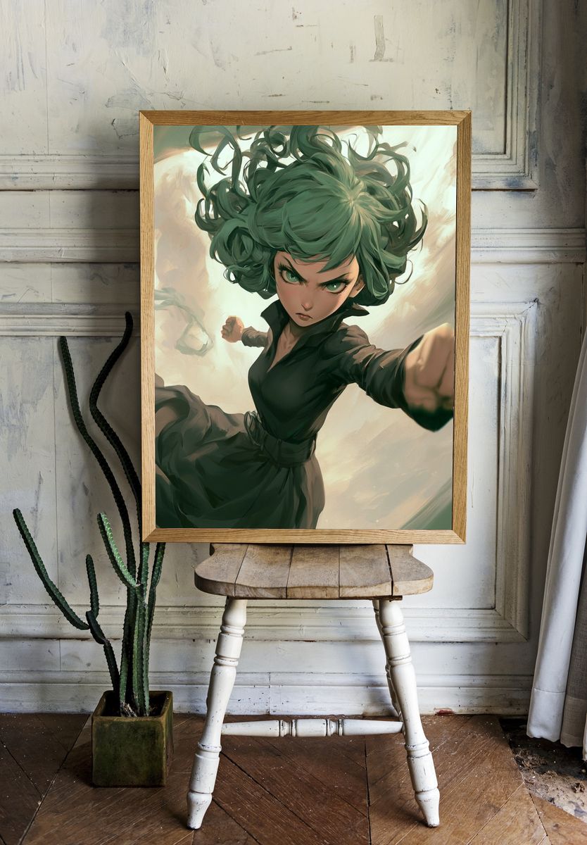 Green-Haired Psychic Anime Poster. — room view 1
