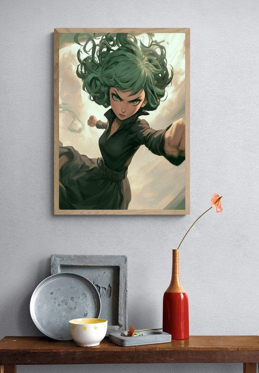 Green-Haired Psychic Anime Poster. — room view 3