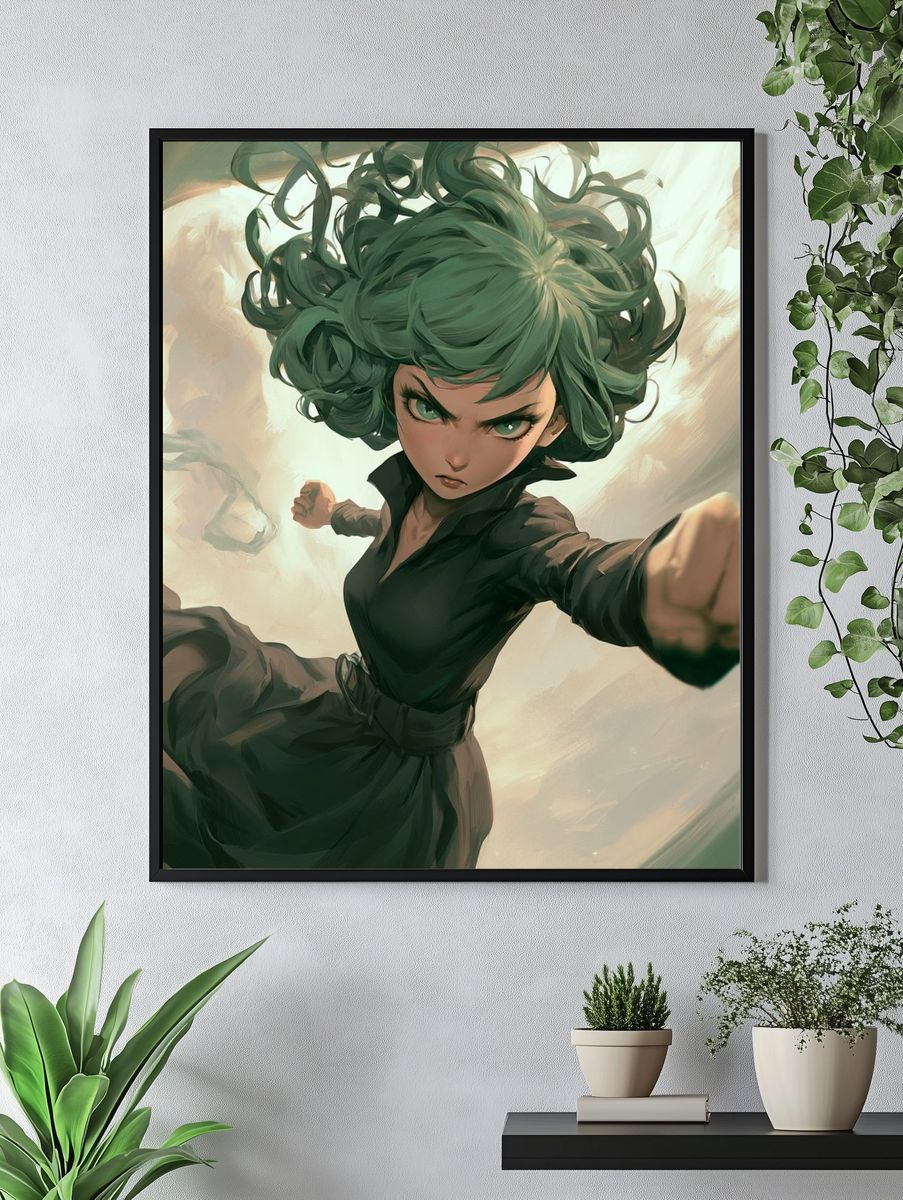 Green-Haired Psychic Anime Poster. — room view 4