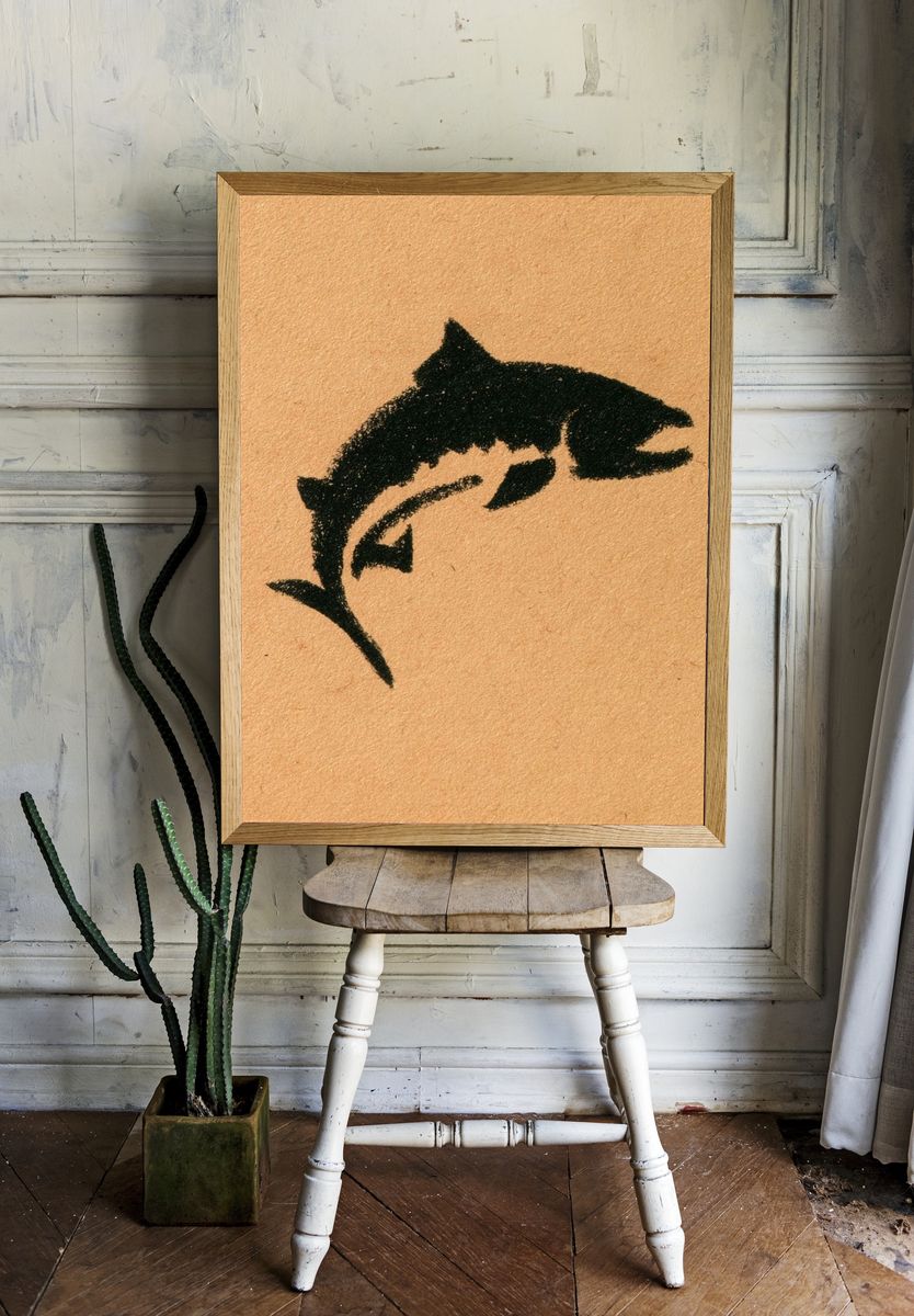 Jumping Dolphin Ink Print. — room view 1