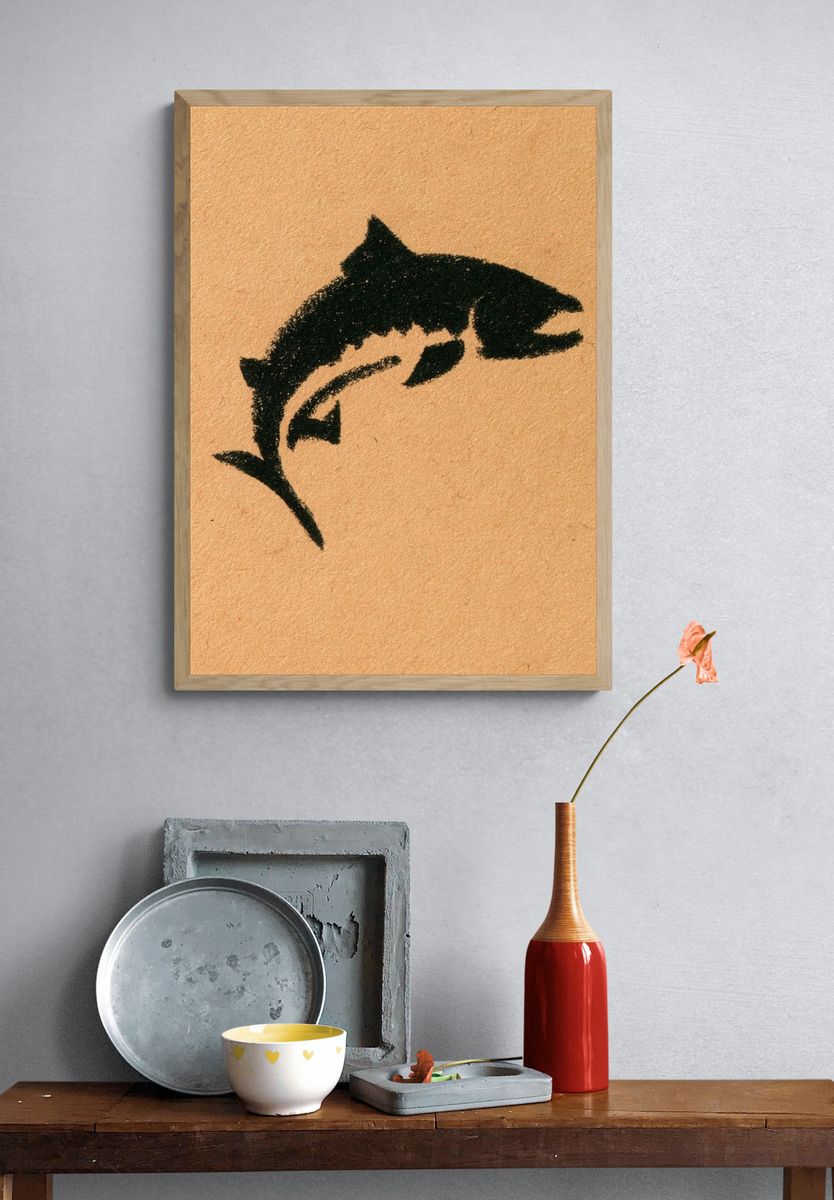 Jumping Dolphin Ink Print. — room view 3