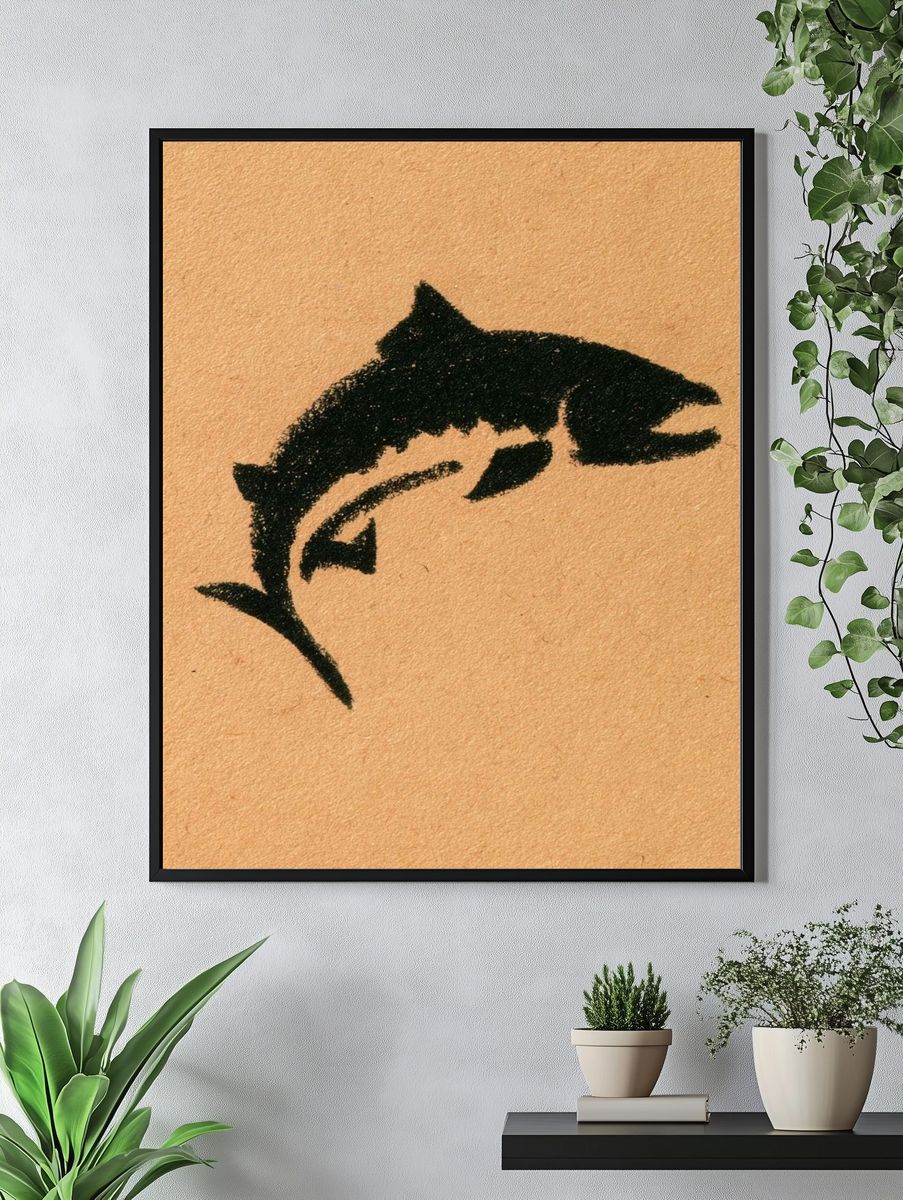 Jumping Dolphin Ink Print. — room view 4