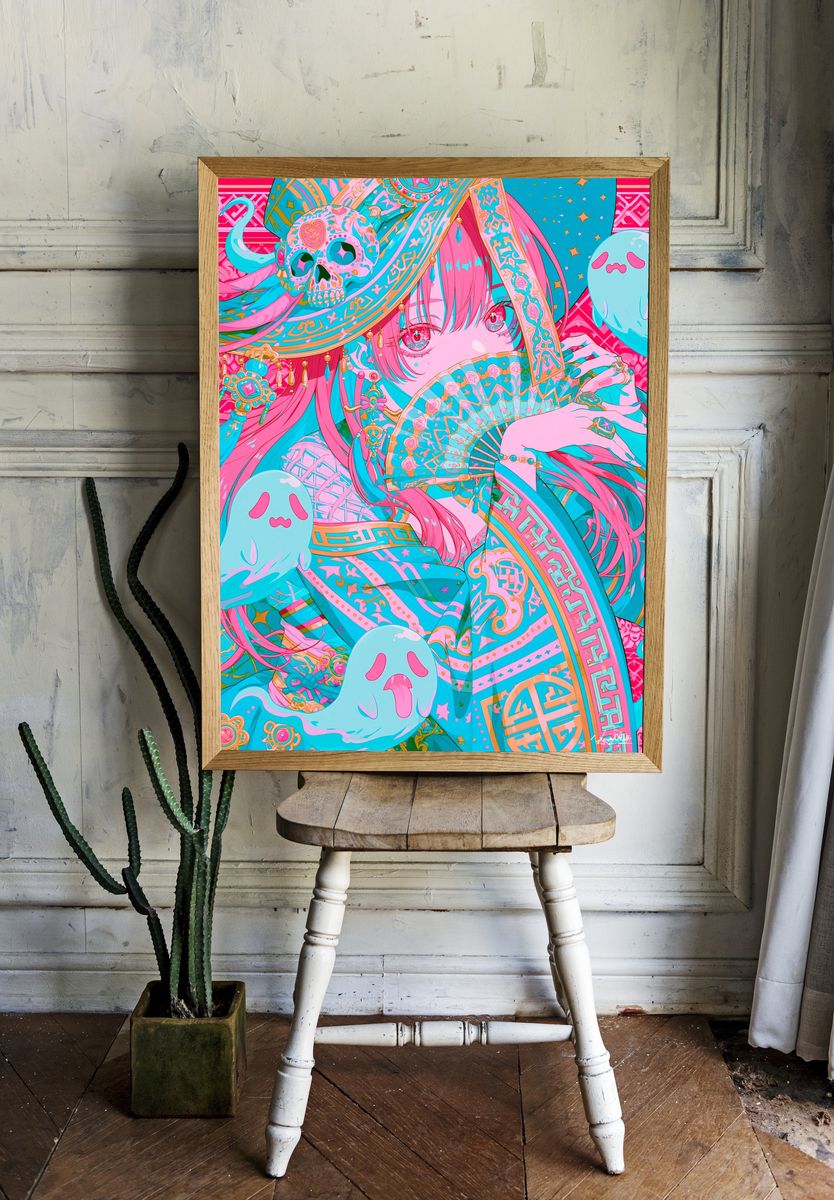 Pastel Anime Ghost Girl Poster. — room view 1