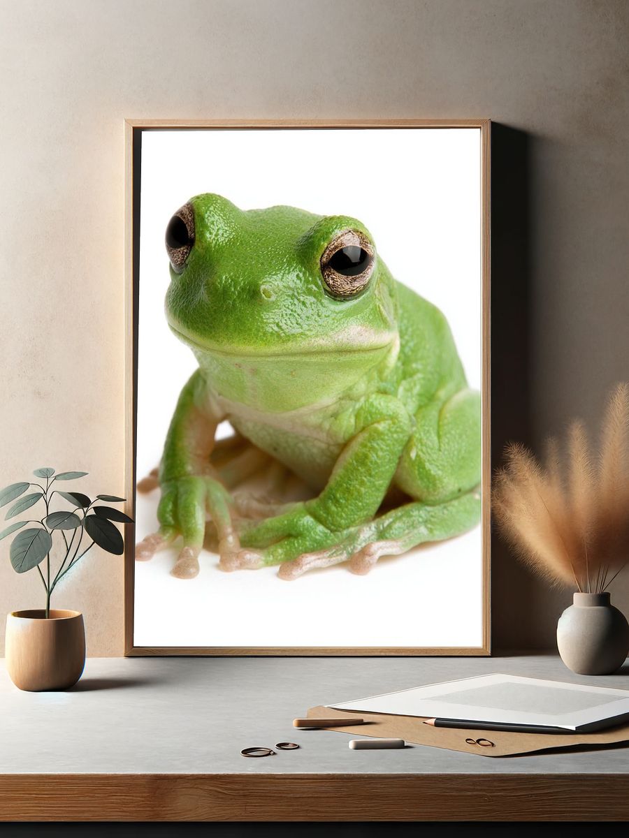 Green Tree Frog Photography Poster. — room view 2