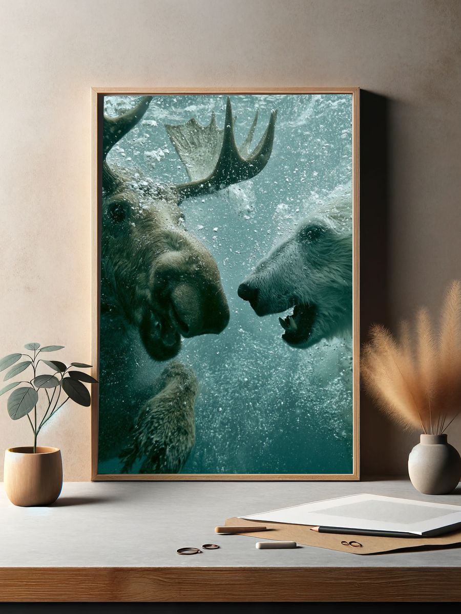 Underwater Bear Encounter Photography Poster. — room view 2