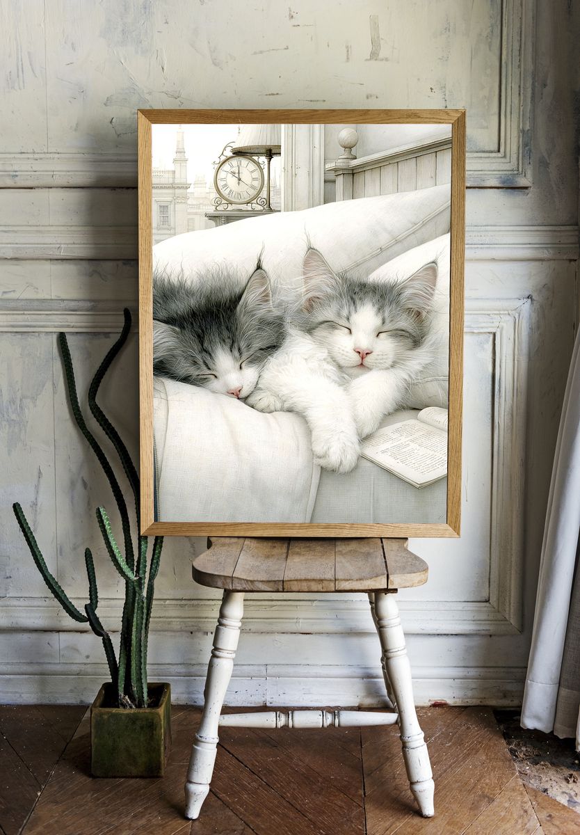 Sleeping Kittens Photography Poster. — room view 1