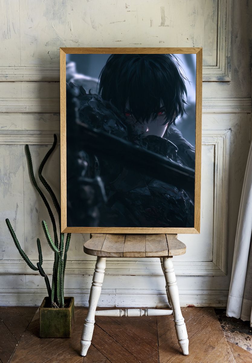 Dark Anime Warrior Poster. — room view 1