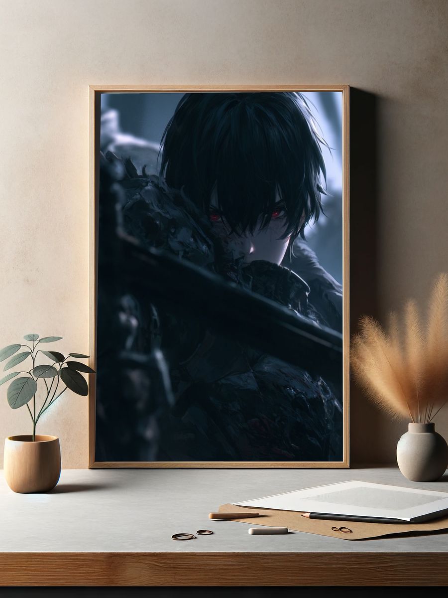 Dark Anime Warrior Poster. — room view 2