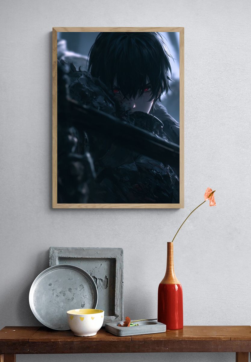Dark Anime Warrior Poster. — room view 3