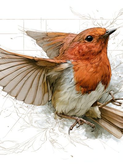 Robin Watercolor Illustration Poster. poster