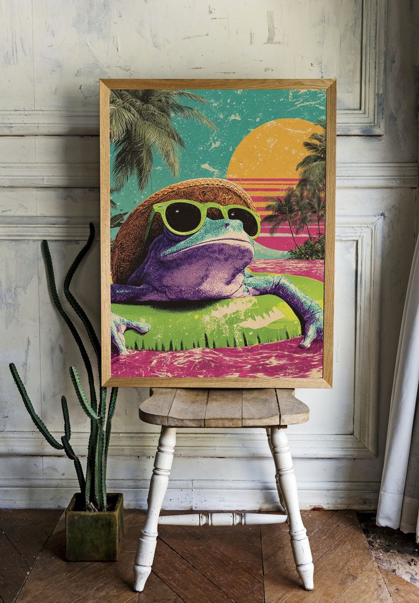 Tropical Frog Retro Poster. — room view 1