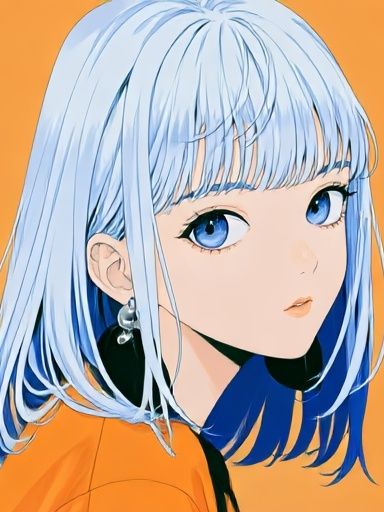 Blue-Haired Anime Portrait Poster. poster — anime art
