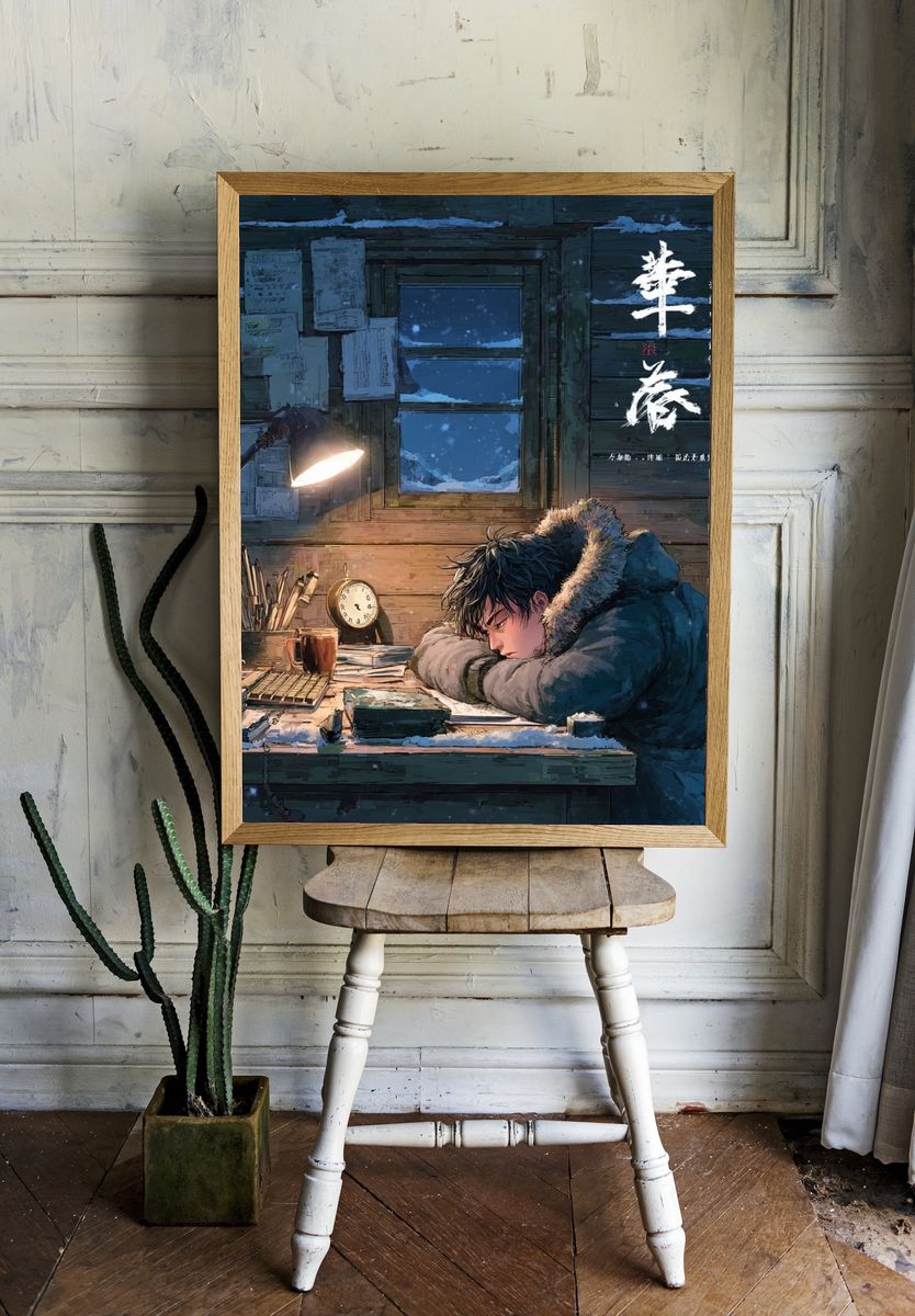 Winter Study Room Anime Poster. room preview