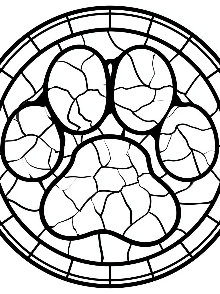 Stained Glass Paw Print Poster. poster detail