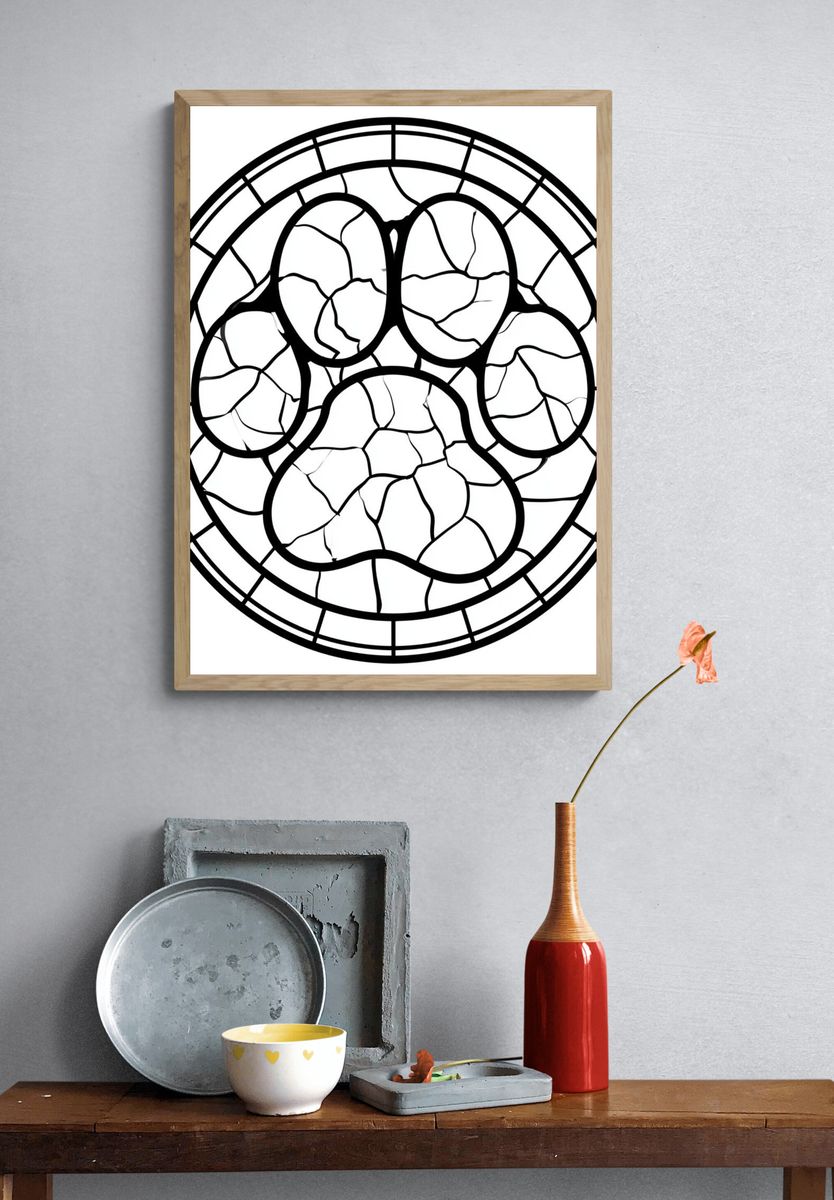 Stained Glass Paw Print Poster. — room view 3