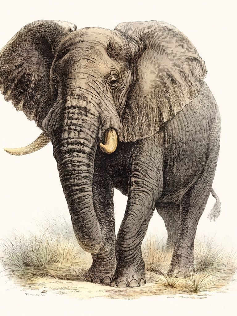 Elephant Vintage Illustration Poster. poster — animals art