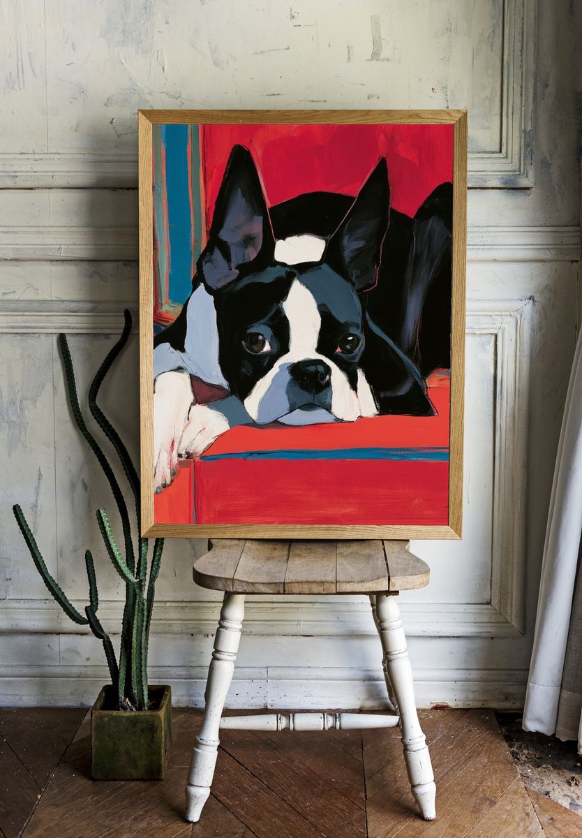 Boston Terrier Portrait Poster. room preview