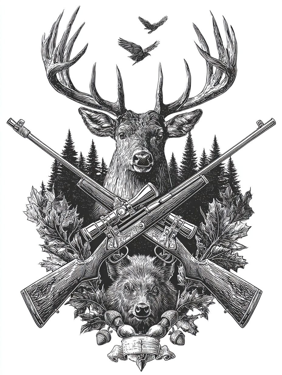 Hunting Trophy Ink Poster. poster — animals art
