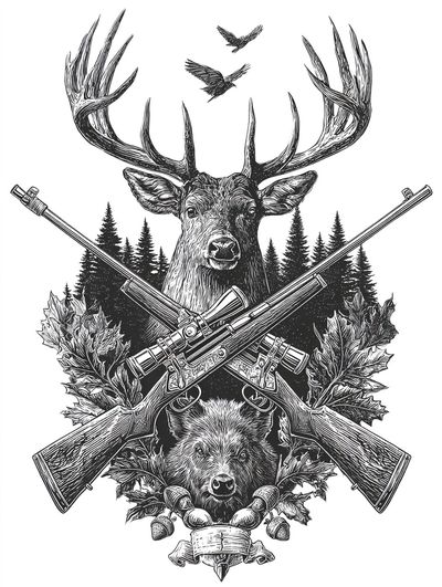 Hunting Trophy Ink Poster. poster