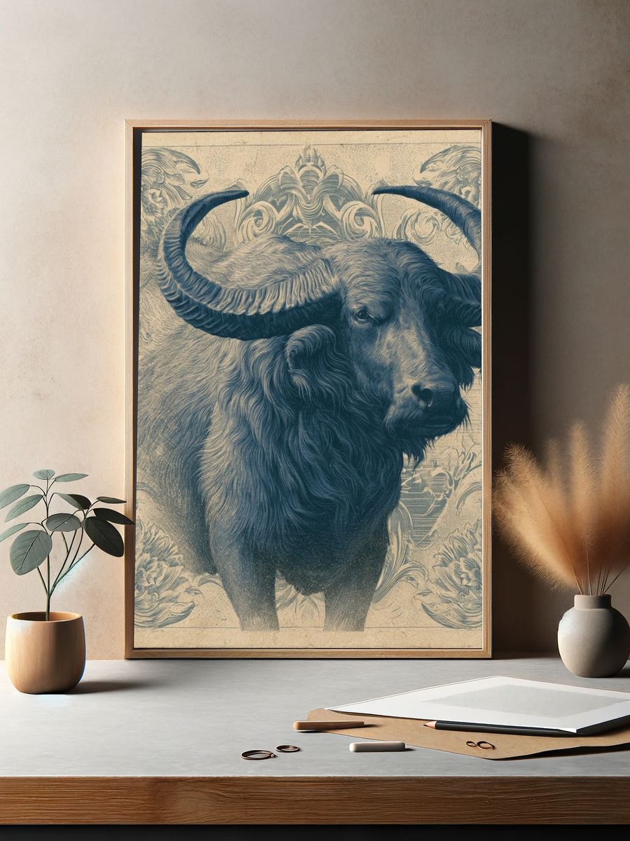 Buffalo Ornamental Vintage Poster. — room view 2