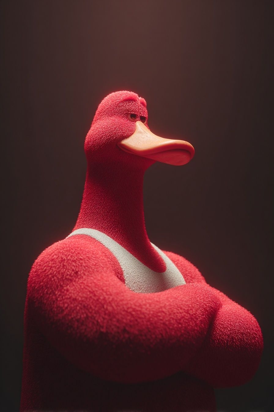 Red Duck Portrait Print. poster — animals art