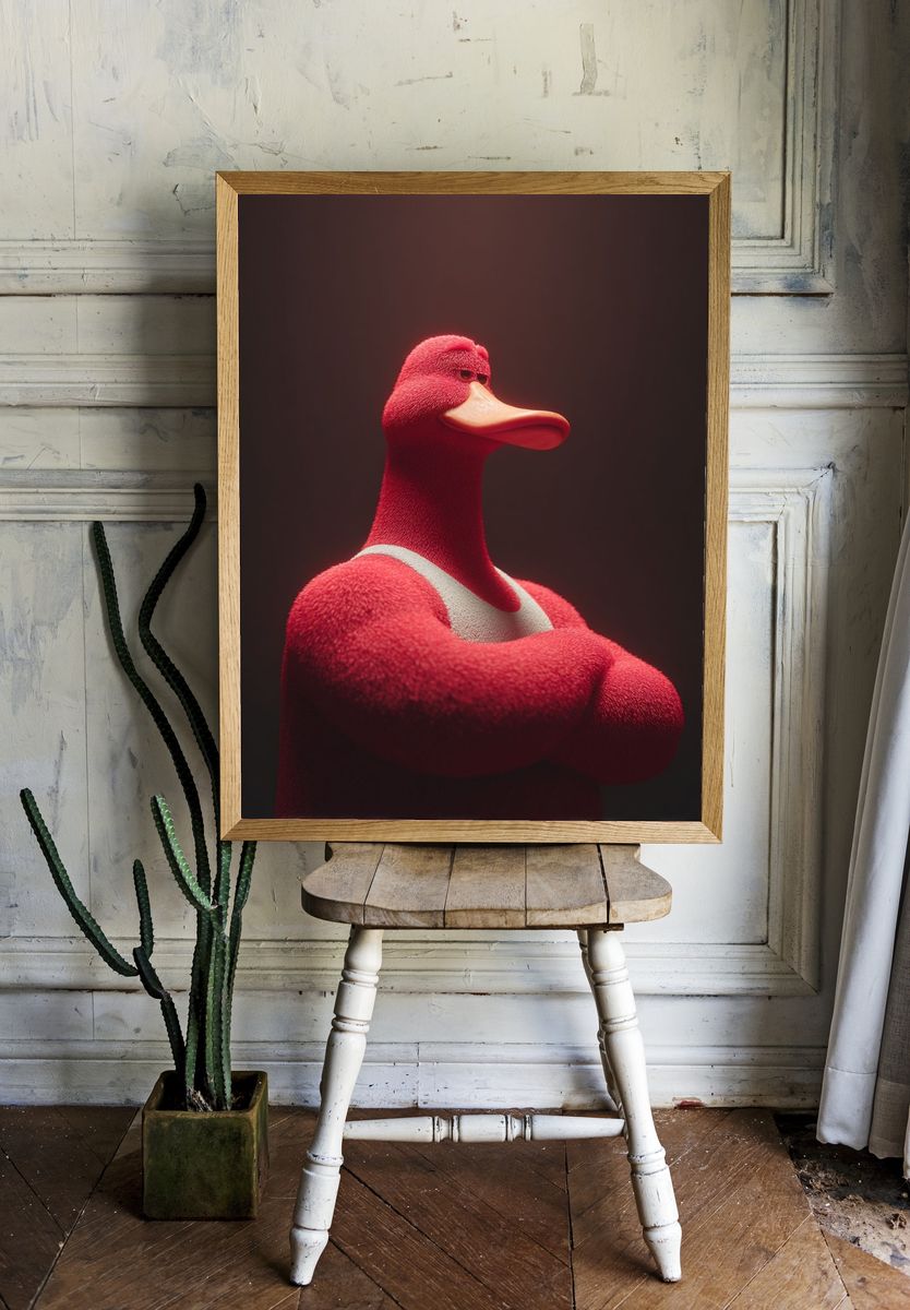 Red Duck Portrait Print room preview