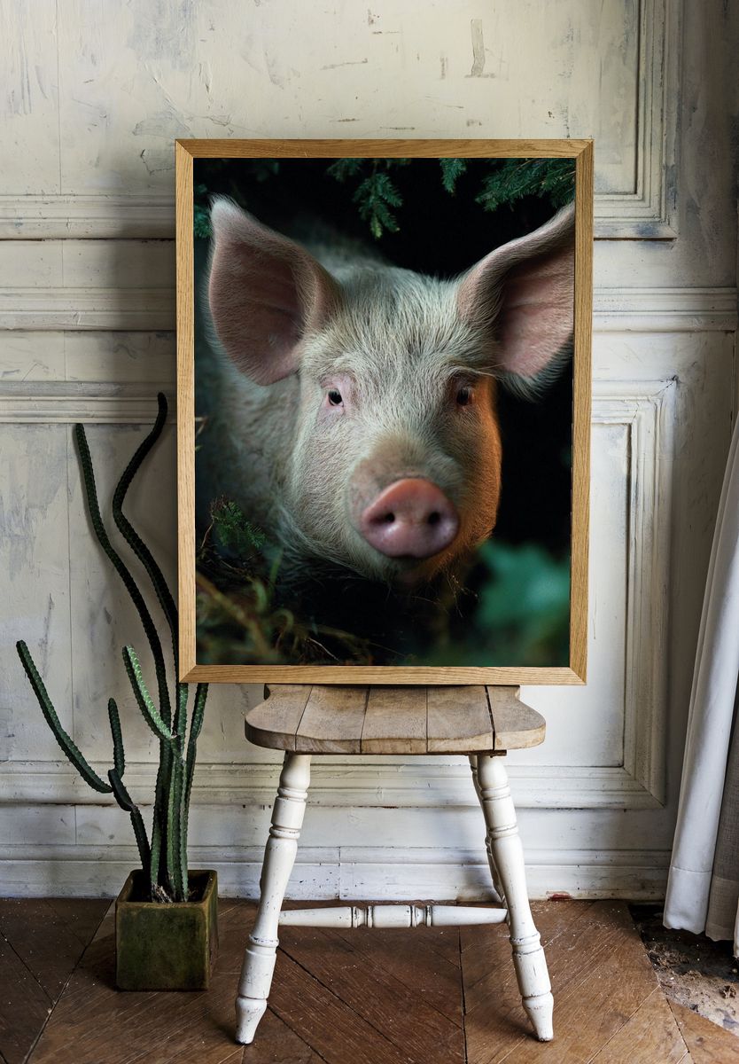Forest Pig Portrait Photography Poster. room preview
