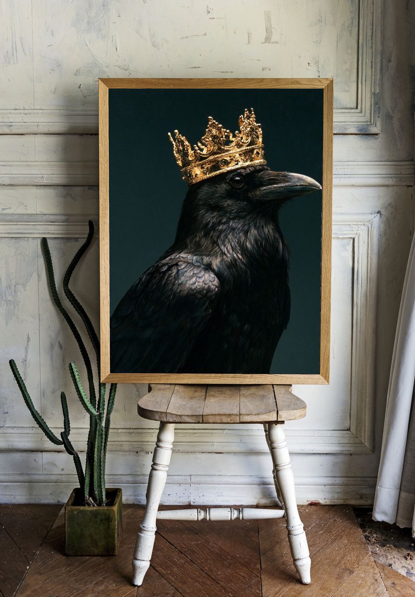 Crowned Raven Portrait Poster. — room view 1