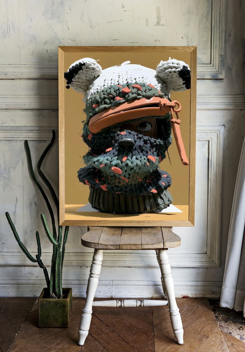 Bear Head Sculpture Poster. — room view 1