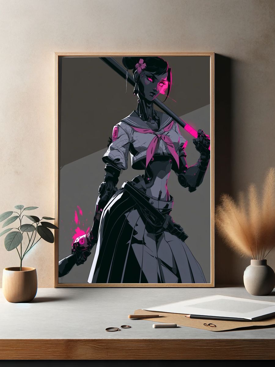 Cyberpunk Schoolgirl Warrior Print. — room view 2