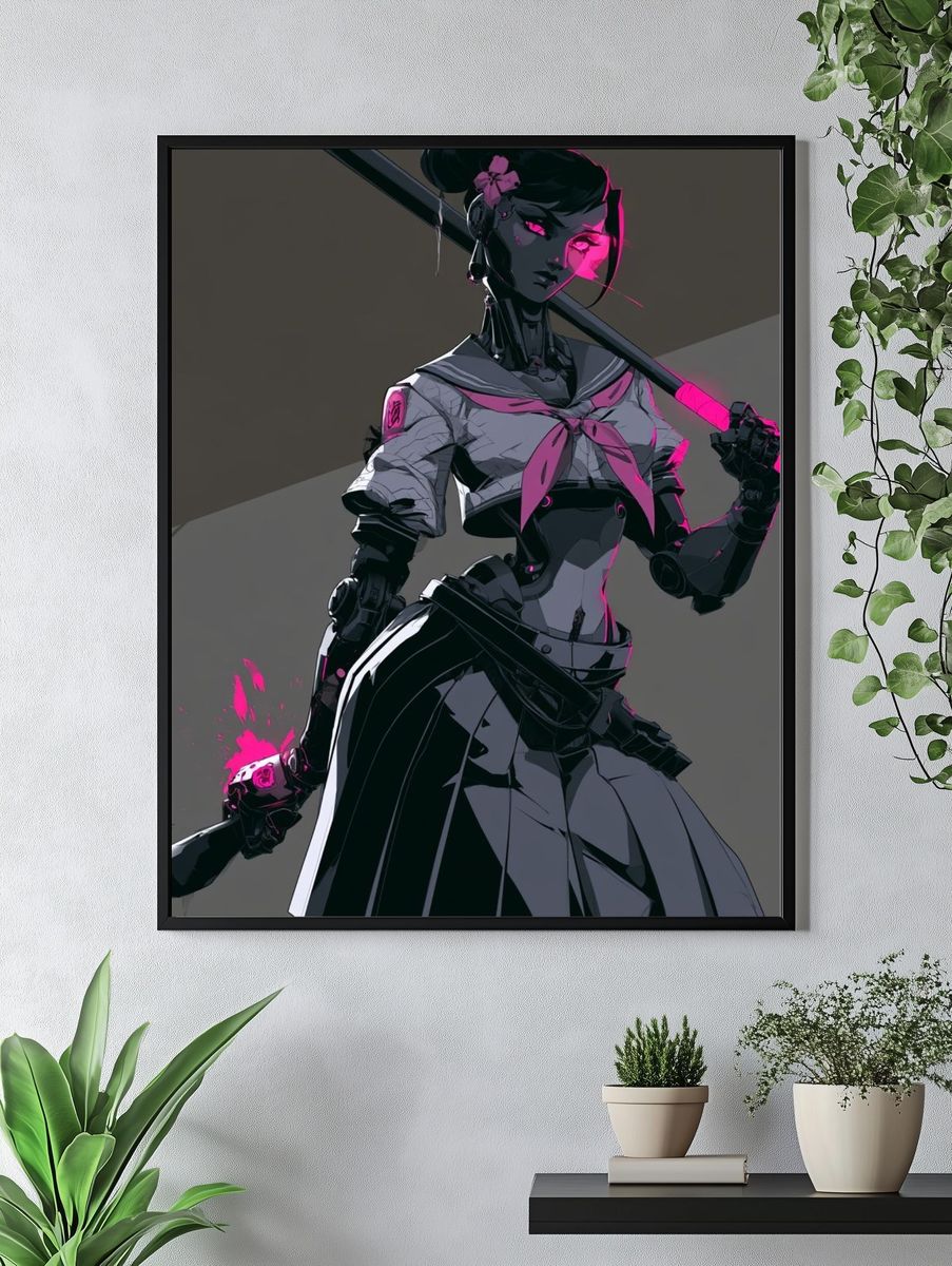 Cyberpunk Schoolgirl Warrior Print. — room view 4