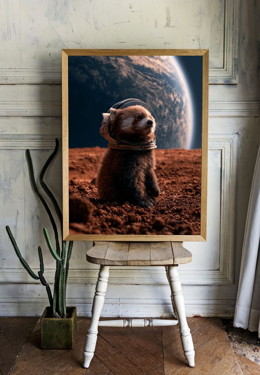 Astronaut Red Panda Space Poster. — room view 1