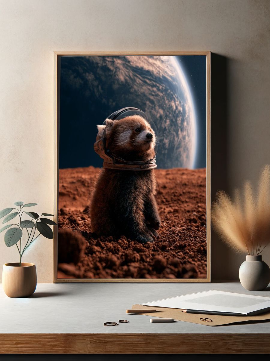 Astronaut Red Panda Space Poster. — room view 2
