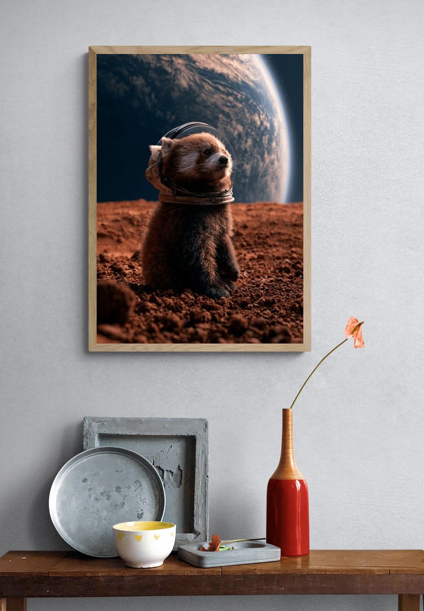 Astronaut Red Panda Space Poster. — room view 3