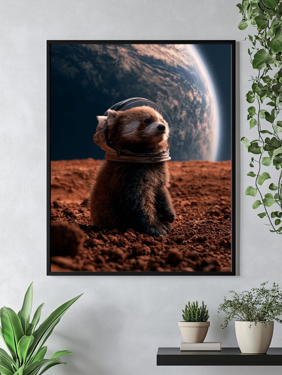 Astronaut Red Panda Space Poster. — room view 4