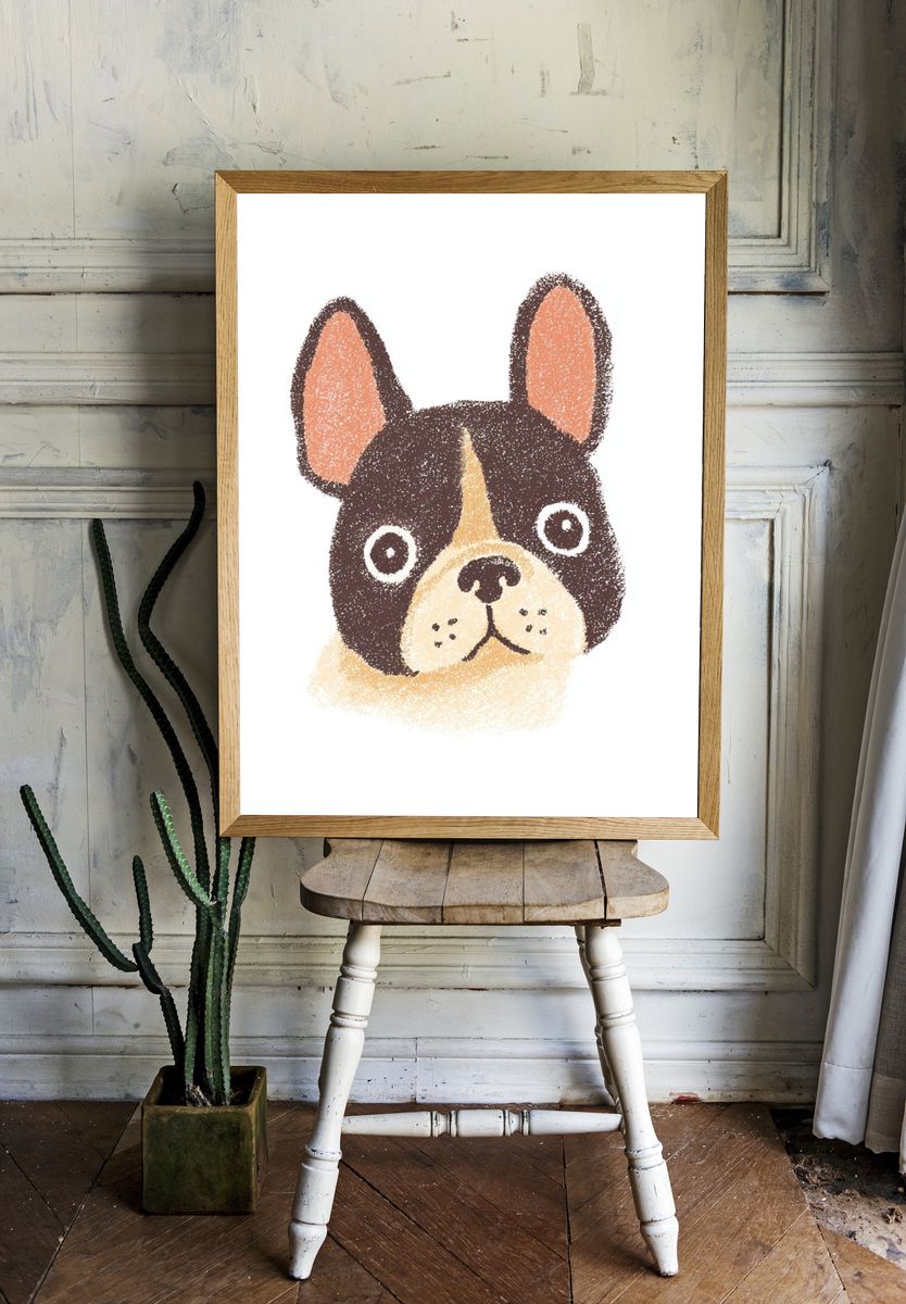 French Bulldog Illustration Poster room preview