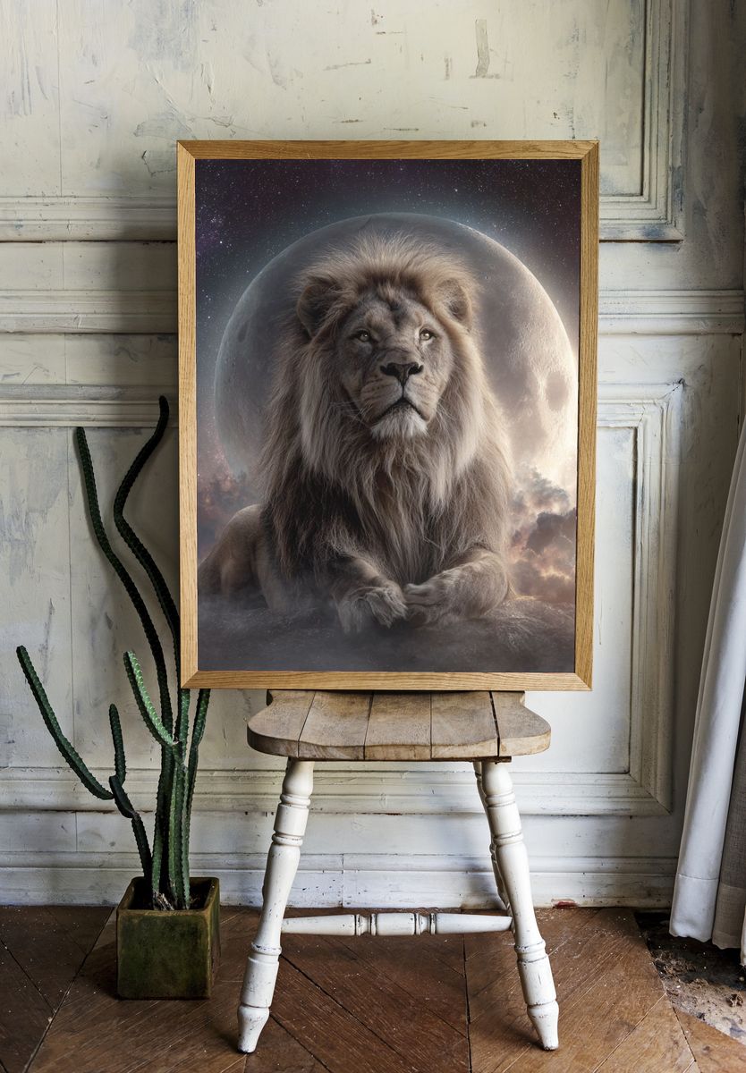 Celestial Lion Portrait Poster room preview