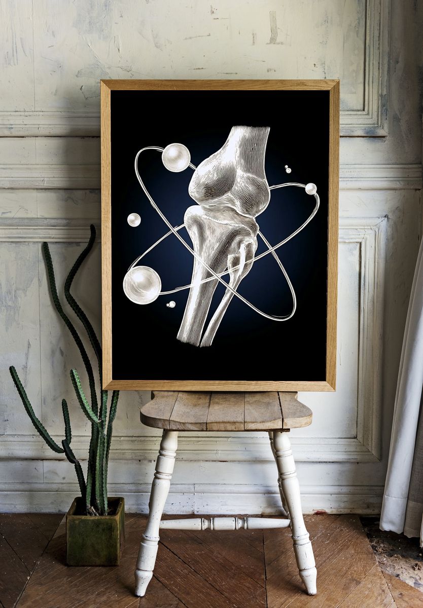 Atomic Knee Joint Illustration Poster. — room view 1