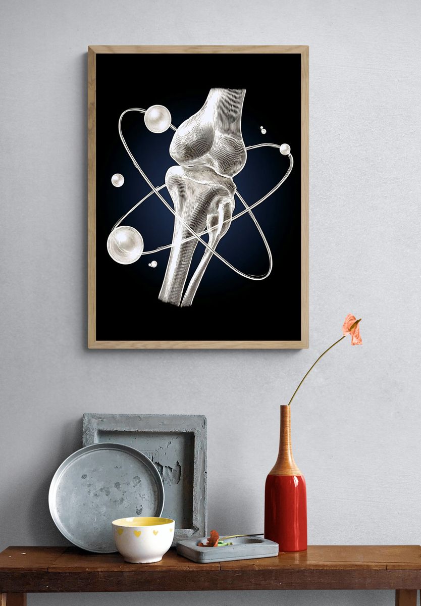 Atomic Knee Joint Illustration Poster. — room view 3