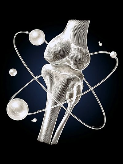 Atomic Knee Joint Illustration Poster.