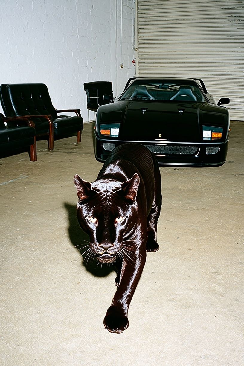 Black Panther Garage Portrait Poster. poster — animals art