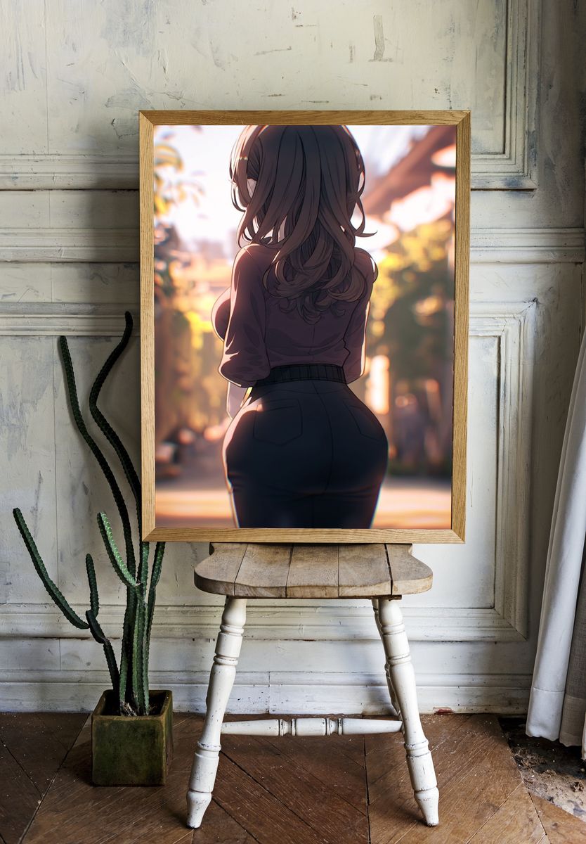 Sunlit Anime Girl Portrait Print. — room view 1