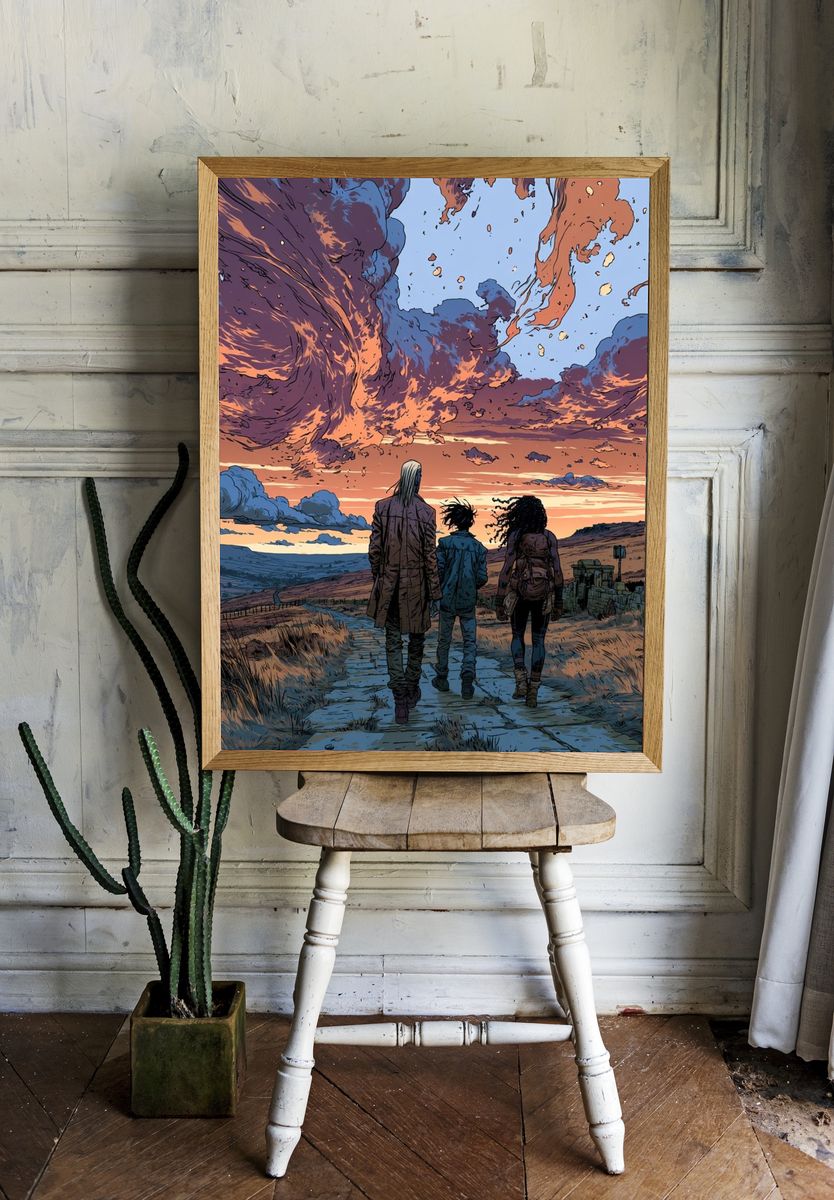 Anime Sunset Journey Poster. — room view 1