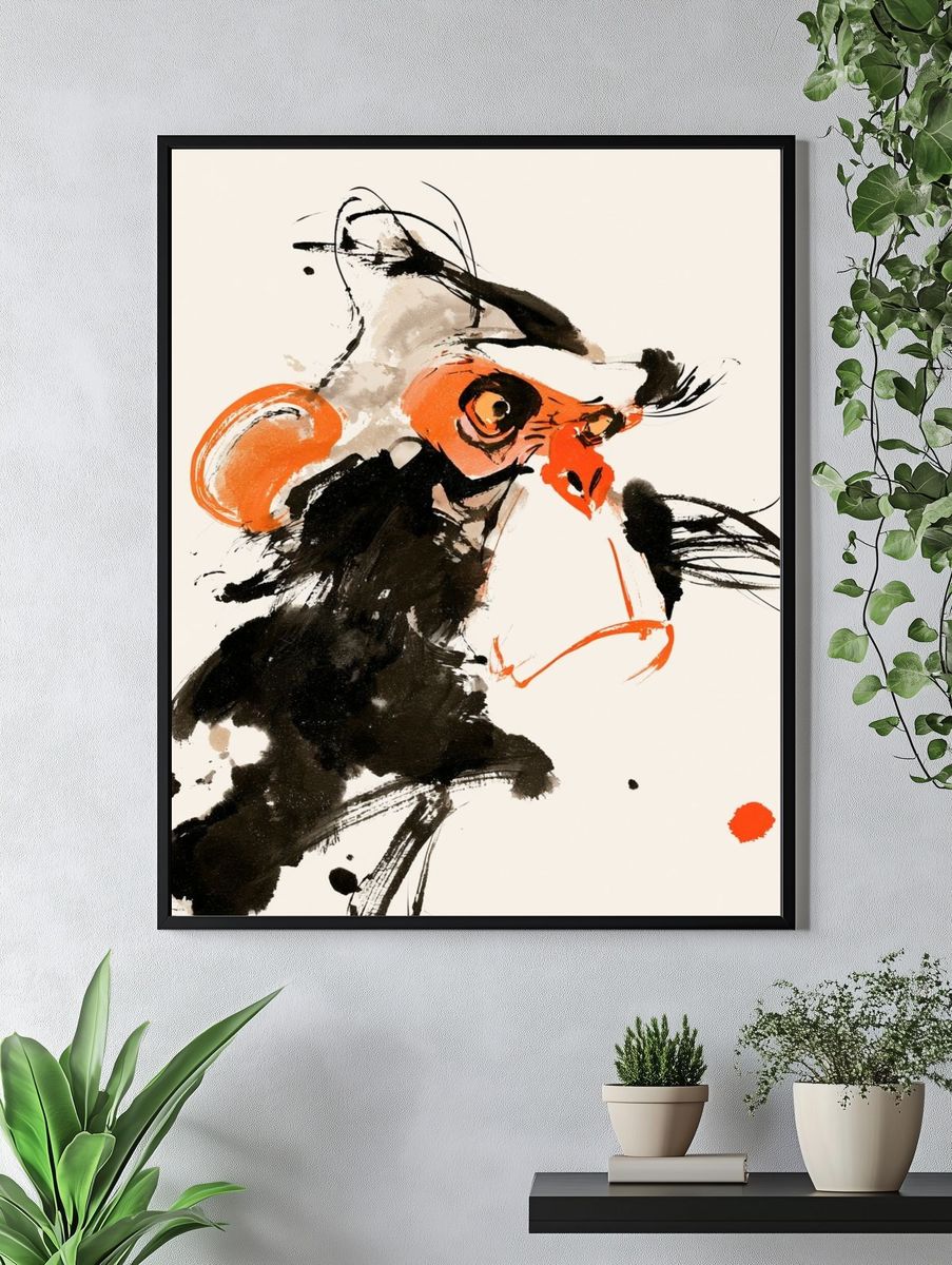 Abstract Rooster Ink Poster. — room view 4