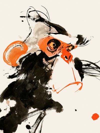 Abstract Rooster Ink Poster. poster