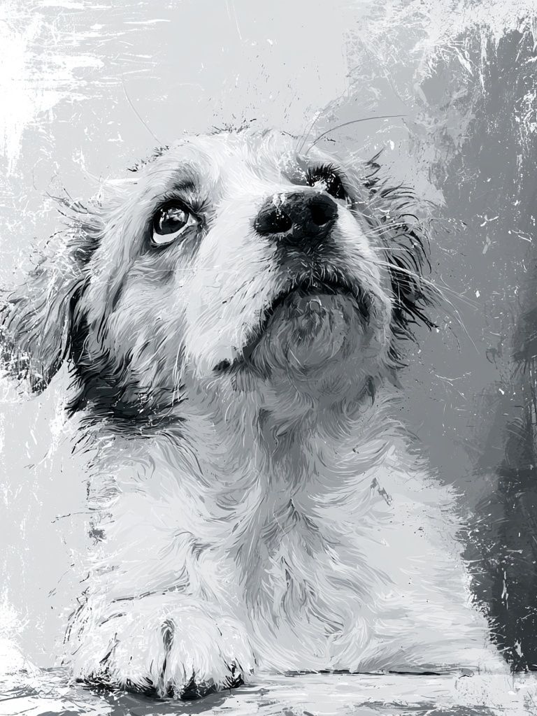 Dog Portrait Black-White Print. poster detail