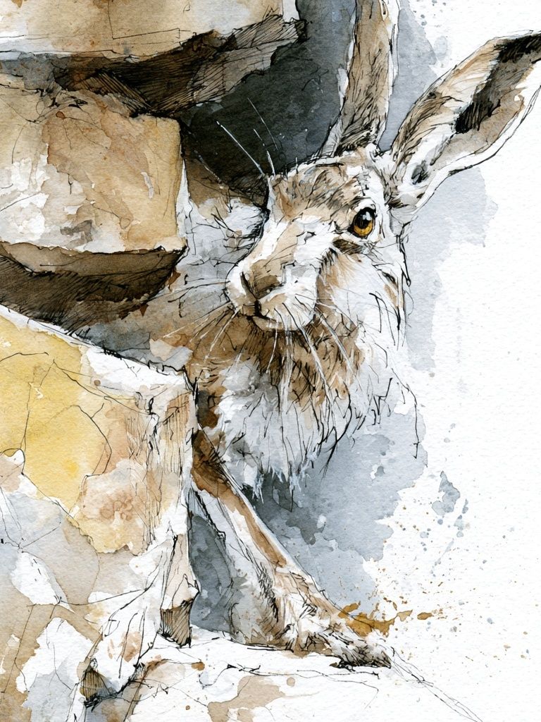 Hare Watercolor Poster. poster detail