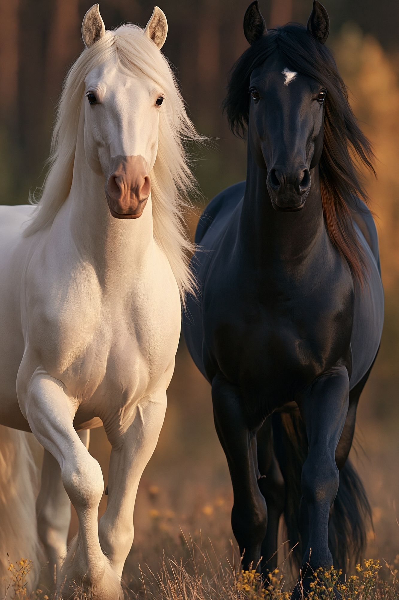 White and Black Horses Photography Poster. poster detail