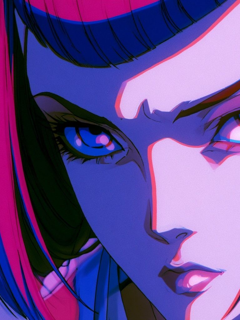 Neon Anime Portrait Poster. poster — anime art